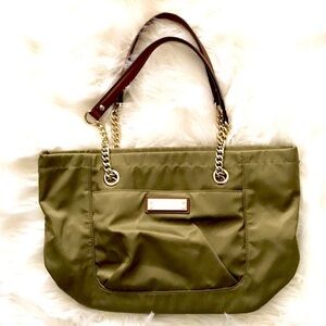 Calvin Klein Olive Green Chain Linked Tote Bag